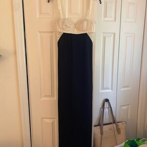 Zara White and Black Contrast Maxi Dress